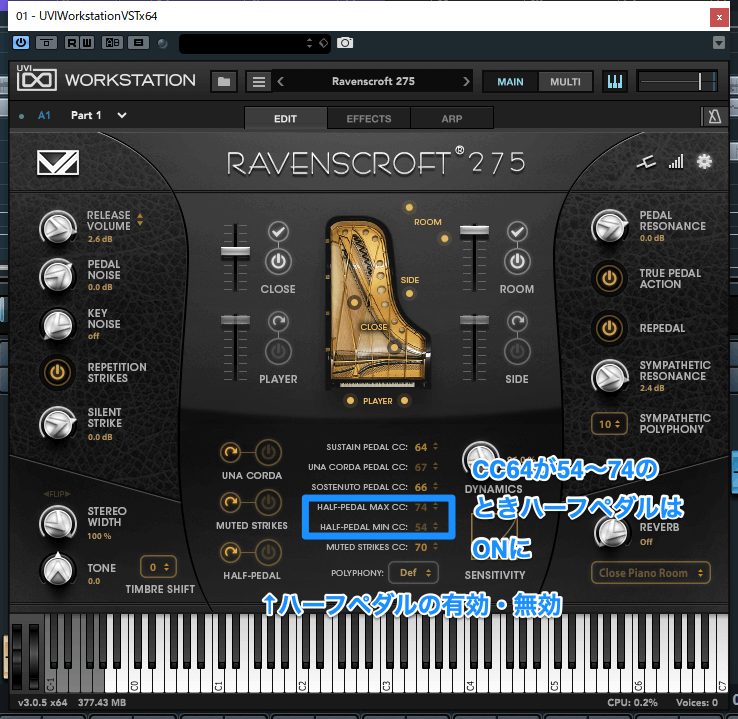 does ravenscroft 275 connect using midi cable